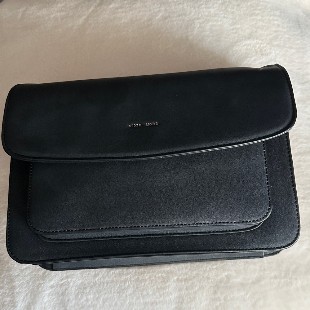 NWT Pixie Mood Stylish matte black crossbody Bag w/strap